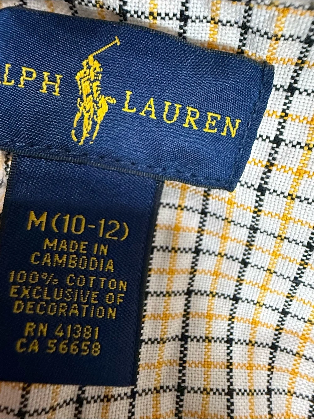 Ralph Lauren Boys M 10-12 Plaid Button Down Shirt Long Sleeve Pony Logo Cotton